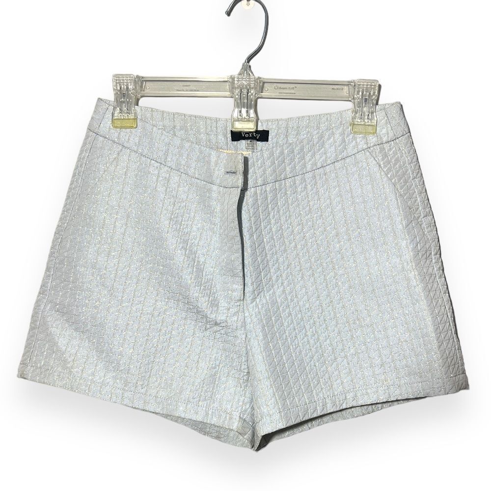 Verity | Metallic Geometric Shorts Size Medium Gray/Blue in color